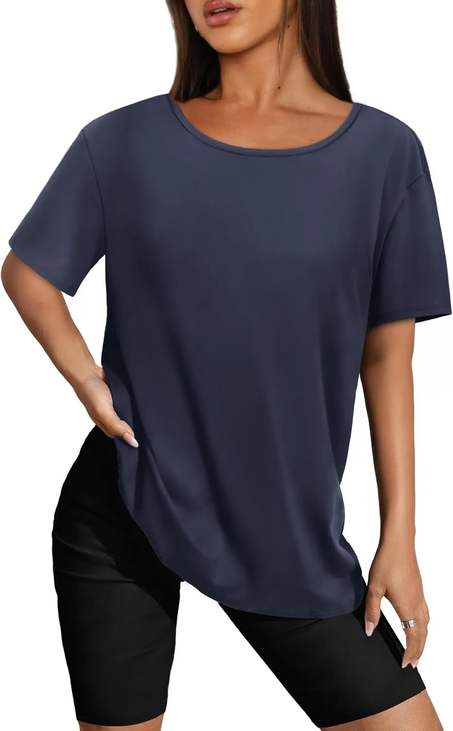 SAMPEEL Womens Workout Tops Oversized T Shirts Loose Fit Crewneck Short Sleeve Summer Sun Protection UPF 50 