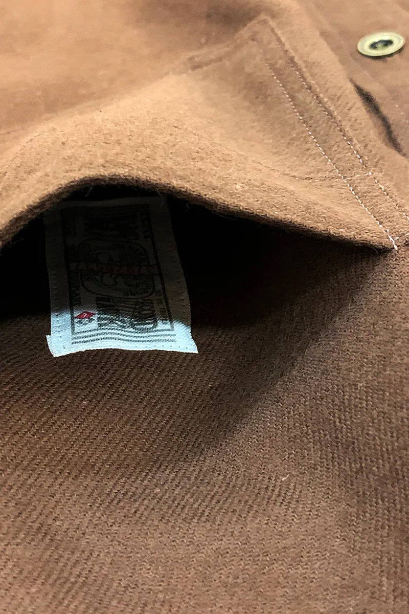 Solid Flannel Round Collar Work Shirt