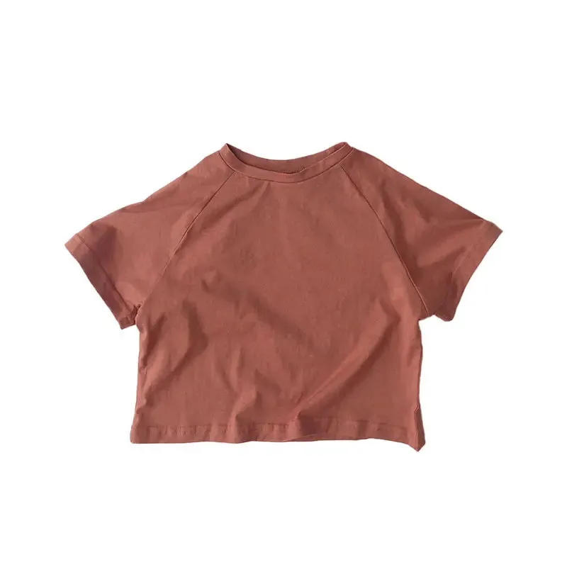 Summer Kids T-shirts Girl Clothes Short Sleeve Solid Color Tee 1-7 Years Old for Toddler Boys Boys Sports T-shirt Cotton Unisex
