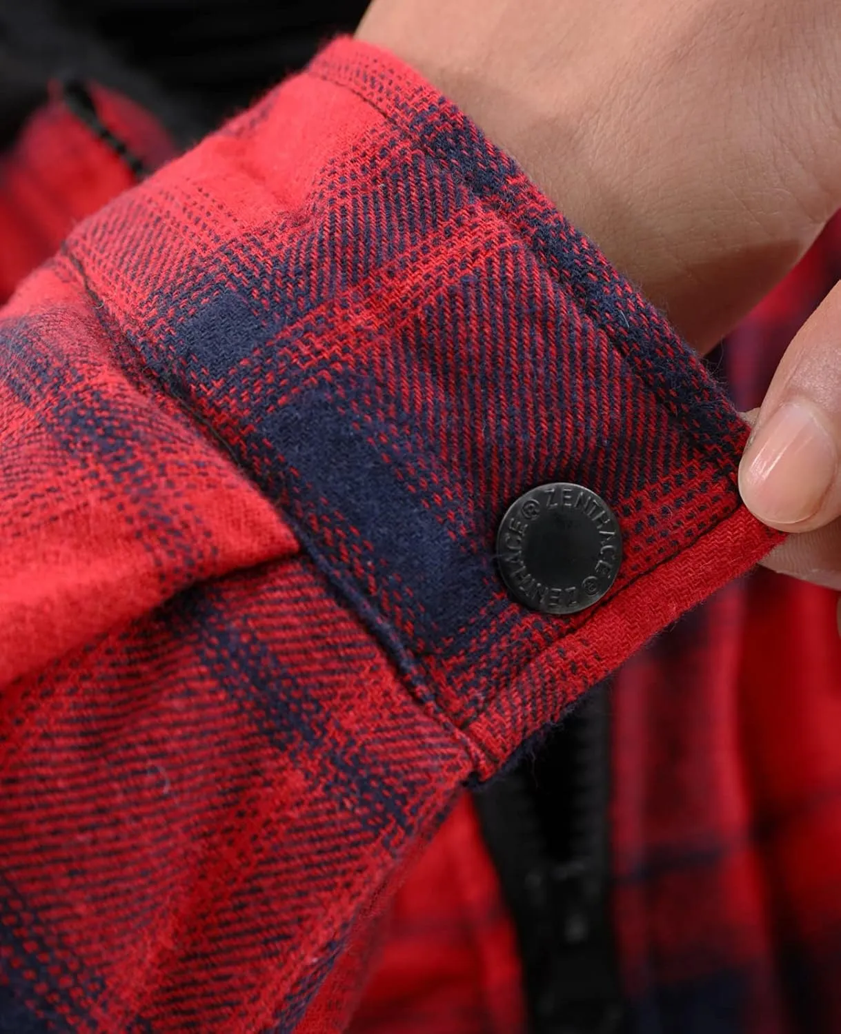 ThCreasa Mens Hooded Flannel Jacket Sherpa Fleece Lined Zip Up Fuzzy Hoodie Shirt Jackets