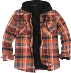 ThCreasa Mens Hooded Flannel Jacket Sherpa Fleece Lined Zip Up Fuzzy Hoodie Shirt Jackets