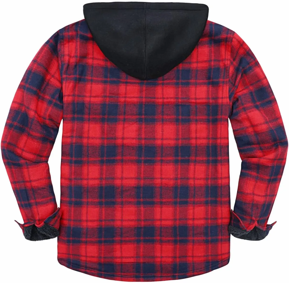 ThCreasa Mens Hooded Flannel Jacket Sherpa Fleece Lined Zip Up Fuzzy Hoodie Shirt Jackets