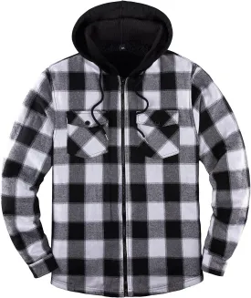 ThCreasa Mens Hooded Flannel Jacket Sherpa Fleece Lined Zip Up Fuzzy Hoodie Shirt Jackets