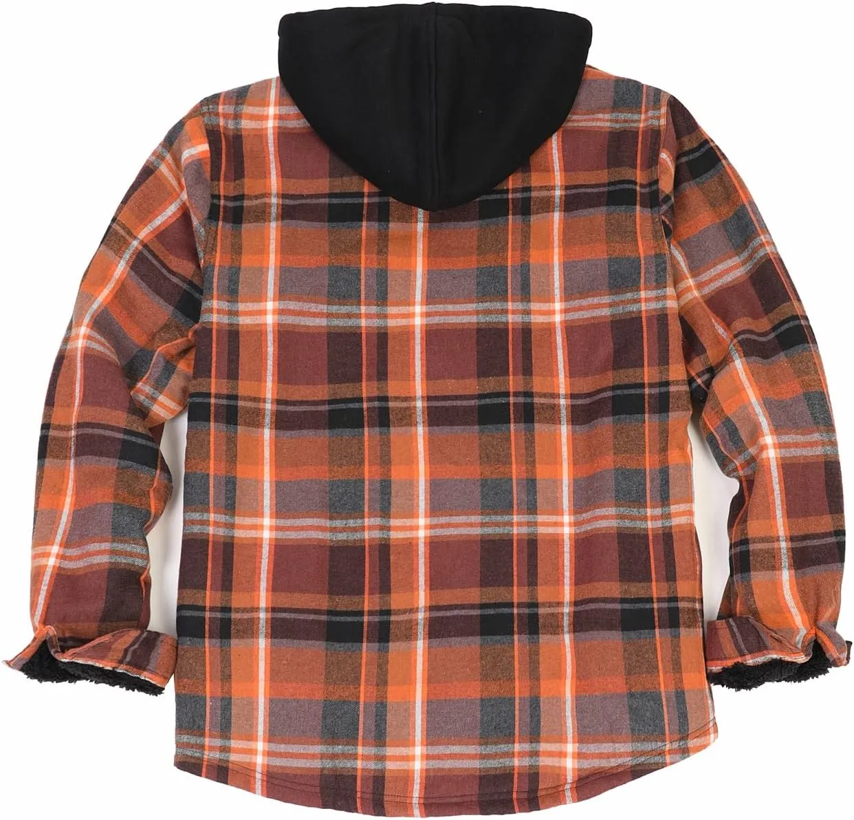 ThCreasa Mens Hooded Flannel Jacket Sherpa Fleece Lined Zip Up Fuzzy Hoodie Shirt Jackets