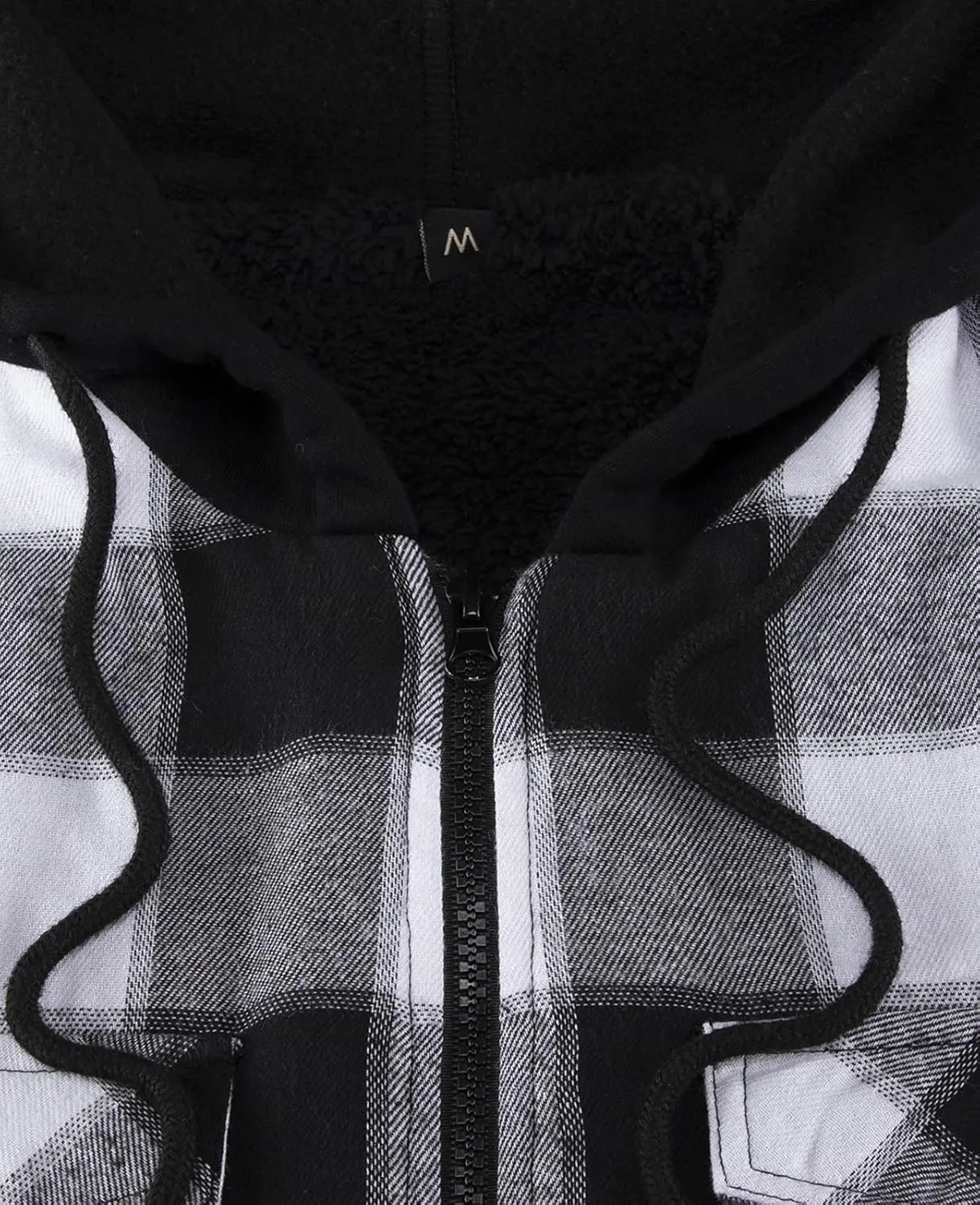 ThCreasa Mens Hooded Flannel Jacket Sherpa Fleece Lined Zip Up Fuzzy Hoodie Shirt Jackets