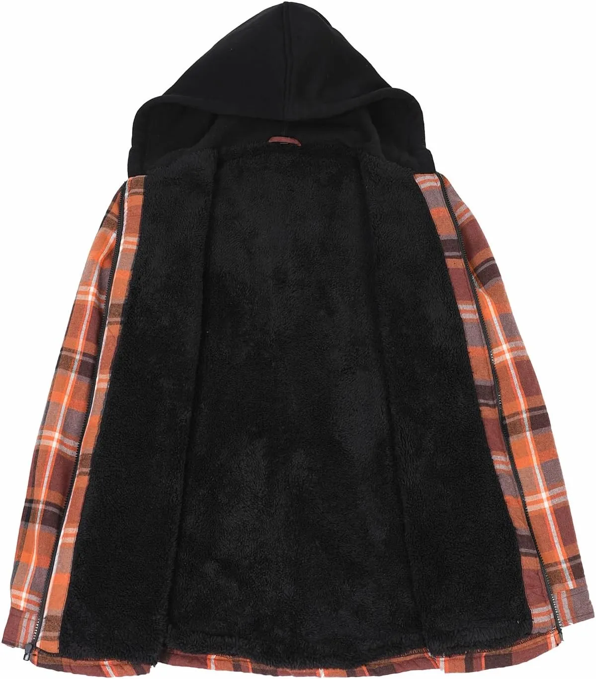 ThCreasa Mens Hooded Flannel Jacket Sherpa Fleece Lined Zip Up Fuzzy Hoodie Shirt Jackets