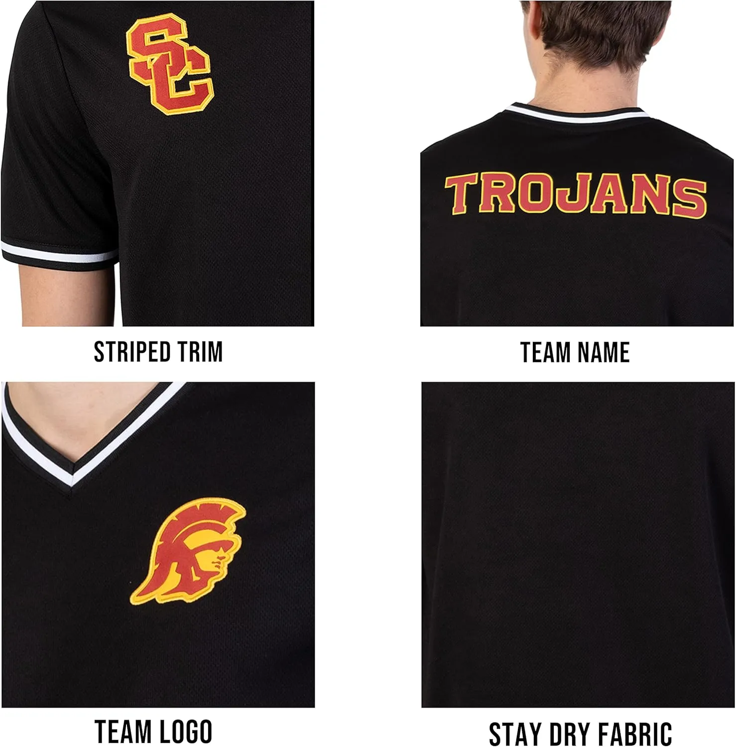 Ultra Game NCAA Men's V-Neck Mesh Short Sleeve Jersey T-Shirt