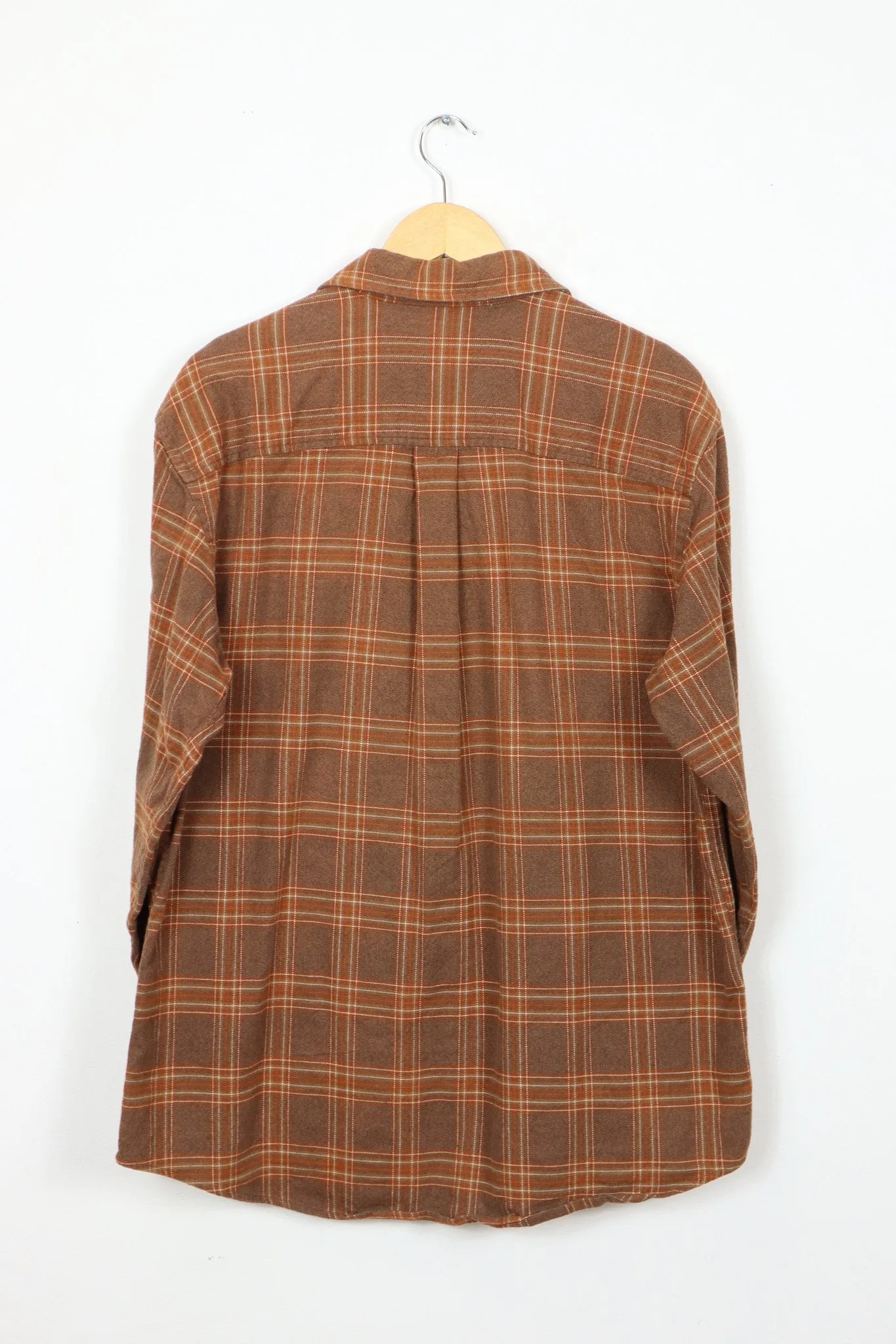Vintage Brown Flannel Button-Down Shirt