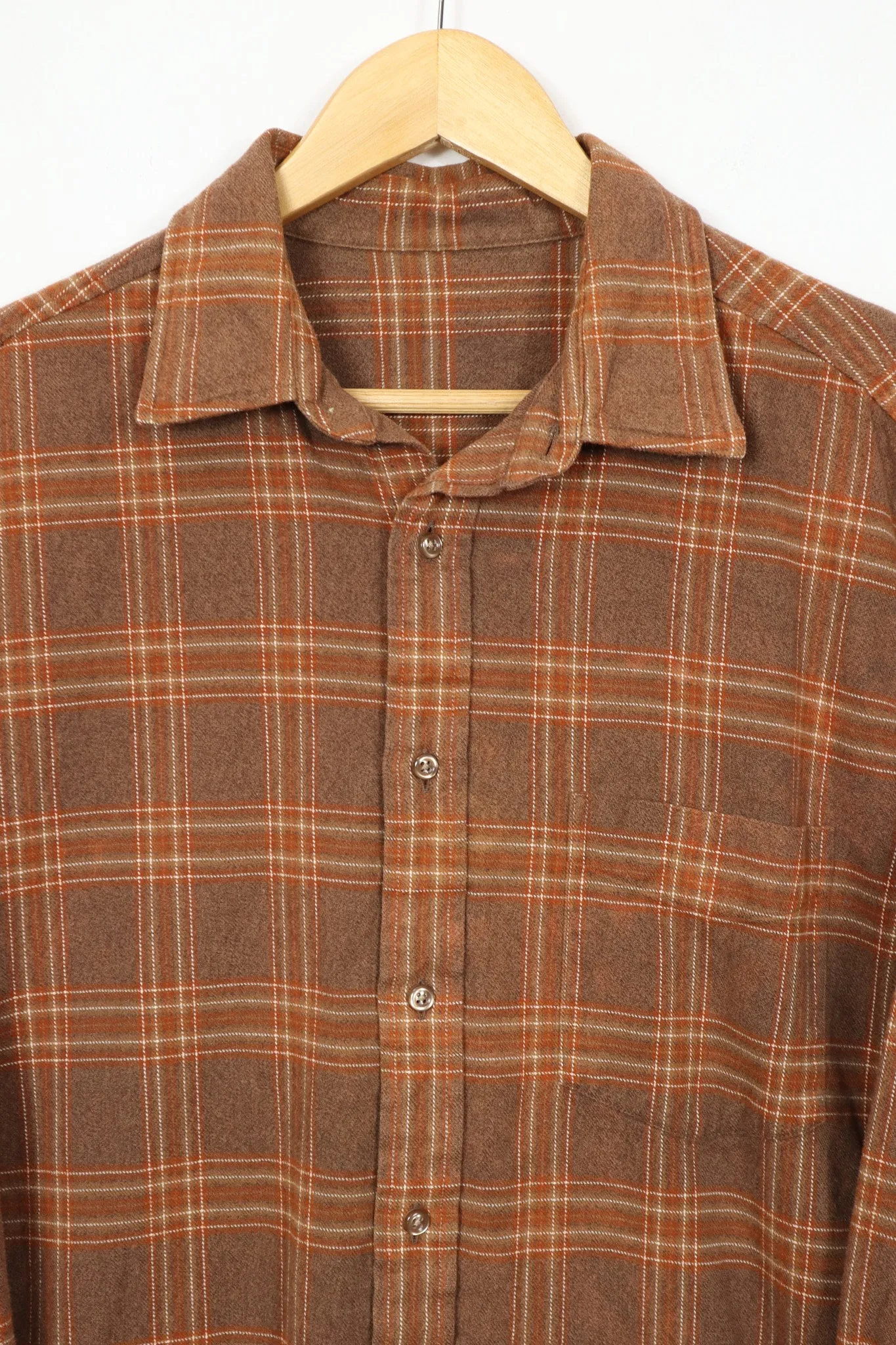 Vintage Brown Flannel Button-Down Shirt